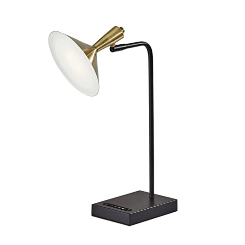 Adesso 4262-01 Lucas LED Desk Lamp with Smart Switch, 21.75 in, 6W Integrated LED, Black w/Antique Brass, 1 Table Lamp