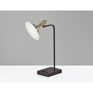 Adesso 4262-01 Lucas LED Desk Lamp with Smart Switch, 21.75 in, 6W Integrated LED, Black w/Antique Brass, 1 Table Lamp