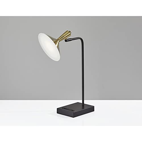 Adesso 4262-01 Lucas LED Desk Lamp with Smart Switch, 21.75 in, 6W Integrated LED, Black w/Antique Brass, 1 Table Lamp