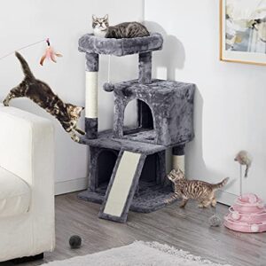 Yaheetech 36in Cat Tree Cat Tower Cat Condo Play House Climber Stand Furniture w/Scratching Post, Plush Perch, Dangling Ball, Two Condo and Ramp, Suit for Kittens, Cats and Pet