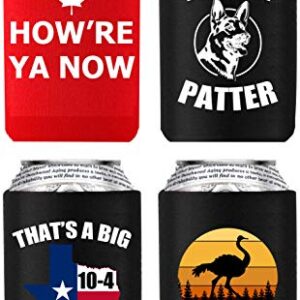 4 Pack Letterkenny Beer Coozie Merchandise Favorite Funny Sayings, How're Ya Now, Pitter Patter, Thats A Texas Sized 10-4, Allegedly Ostrich, Can Cooler Sleeves 16oz 24oz Beer Bottle