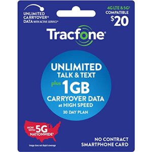 tracfone $20 unlimited talk, text, 1gb data 30–day plan
