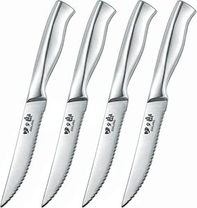 sixilang steak knives, steak knife set of 4, german stainless steel steak knife serrated, home gifts for men and women