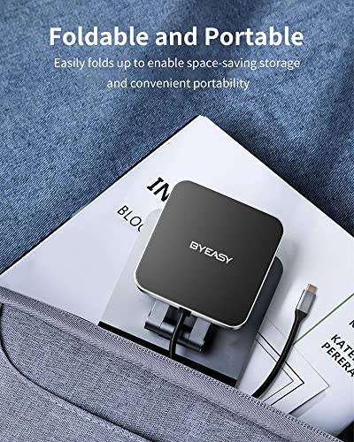 BYEASY USB C Hub Stand Holder, 7 in 1 Docking Station Adapter with 4K HDMI, 60W PD Charging, TF/SD Card Reader, USB 3.0 and 3.5mm Audio Jack for iPad Pro 2018 2020 2021, iPad Air 4th