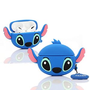 airpods pro silicone case funny cover compatible for apple airpods pro[3d cartoon pattern][designed for kids girl and boys][big ear stitch] (blue)