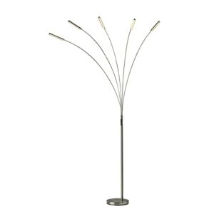 Adesso 2131-22 Zodiac LED Arc Lamp with Smart Switch, 93 in, 5 x 7W LED, Brushed Steel, 1 Floor Lamp