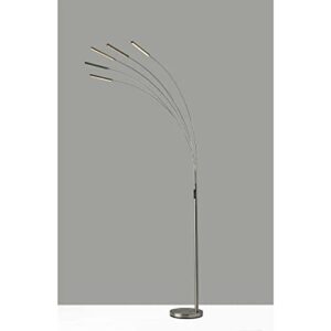 Adesso 2131-22 Zodiac LED Arc Lamp with Smart Switch, 93 in, 5 x 7W LED, Brushed Steel, 1 Floor Lamp