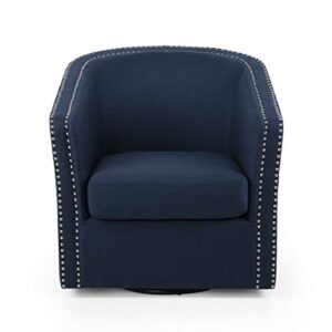 christopher knight home octavia contemporary fabric swivel chair, blue, black