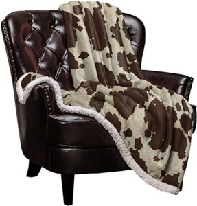 cosybright throw blanket warm fuzzy plush cowhide cow print fleece blanket lightweight blankets full size- super soft for sofa bed couch all season- graffie