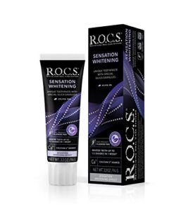 r.o.c.s. toothpaste - plaque removal with silica cleaning granules - enjoy white bright strong teeth and healthy gums - natural non-fluoride oral care (sensation whitening, pack of 1)