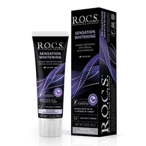 R.O.C.S. Toothpaste - Plaque Removal with Silica Cleaning Granules - Enjoy White Bright Strong Teeth and Healthy Gums - Natural Non-Fluoride Oral Care (Sensation Whitening, Pack of 1)