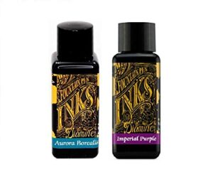 diamine fountain pen ink 30ml - aurora borealis & imperial purple - 2 pack