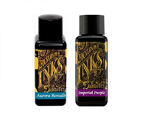 Diamine Fountain Pen Ink 30ml - Aurora Borealis & Imperial Purple - 2 Pack