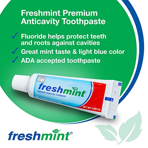 Freshmint® 144 Tubes of 0.85 oz. Premium Anticavity Fluoride Toothpaste with Safety Seal (ADA Accepted)