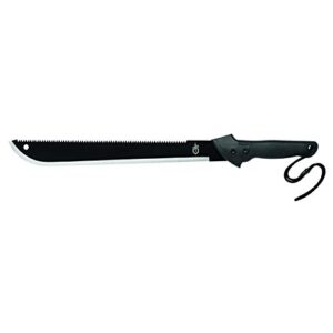 gerber gear gator machete - 25" dual-purpose gardening machete knife for chopping and sawing - includes protective sheath - black, recyclable packaging