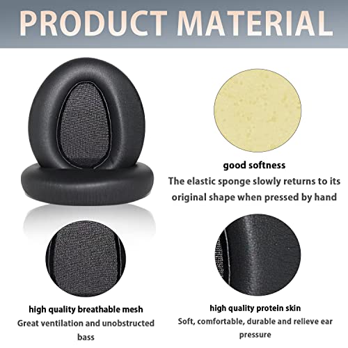 MDR-10R Replacement Ear Pads Earpads Ear Cushions Cover for Sony MDR-10RBT MDR-10RNC MDR-10R Headphones (Black)