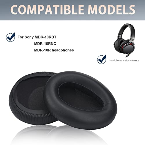 MDR-10R Replacement Ear Pads Earpads Ear Cushions Cover for Sony MDR-10RBT MDR-10RNC MDR-10R Headphones (Black)