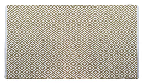 The Home Talk Cotton Area Rug | Carpets Suitable for Living Room, Bedroom, Dining Room, Home Décor | Handcrafted Traditional Rugs | Non-Skid | Diamond Contemporary | 24’’ x 48’’ | Beige