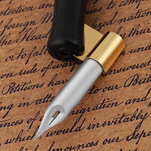 Ejoyous Oblique Pen Nib Holder English Calligraphy Dip Pen Point Holder 2-in-1 Script Handed Dip Pen Oblique Pen Holder Antique Fountain Dip Pen, Black