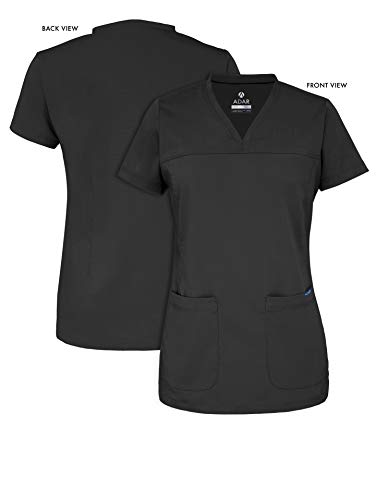 Adar Pro Scrubs for Women - Sweetheart V-Neck Scrub Top - P4210 - Black - S