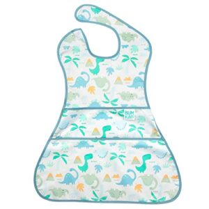 bumkins bibs, baby bibs for girl or boy, baby and toddler bib for 6-24 months, waterproof fabric baby bib superbib, oversized full cover, for babies eating – dinosaurs