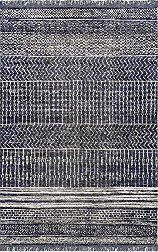 nuLOOM Saige Modern Trellis Fringe Indoor/Outdoor Area Rug, 5' x 8', Black