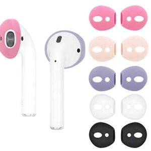 IiEXCEL (Fit in Case) Eartips for AirPods 1 AirPods 2, 5 Pairs Replacement Super Thin Slim Rubber Earbuds Ear Tips Skin Accessories for AirPods 1 & 2 (Fit in Charging Case) 5 Colorful