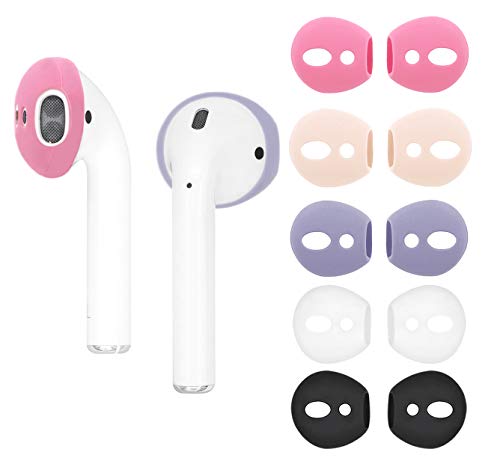 IiEXCEL (Fit in Case) Eartips for AirPods 1 AirPods 2, 5 Pairs Replacement Super Thin Slim Rubber Earbuds Ear Tips Skin Accessories for AirPods 1 & 2 (Fit in Charging Case) 5 Colorful