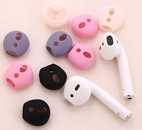 IiEXCEL (Fit in Case) Eartips for AirPods 1 AirPods 2, 5 Pairs Replacement Super Thin Slim Rubber Earbuds Ear Tips Skin Accessories for AirPods 1 & 2 (Fit in Charging Case) 5 Colorful