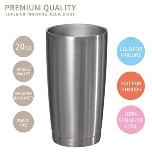 MUCHENGHY 20oz Stainless Steel Tumbler with Lid and Straw, Double Wall Vacuum Insulated Travel Coffee Mug, Stainless steel surface Metal Tumblers for Cold & Hot Drinks(Silver, 6 Pack)