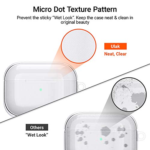 ULAK Compatible with Airpods Pro Case Clear, Designed Protective Cover Soft TPU Transparent Shockproof Case Accessories Keychain for Airpods Pro 1st Generation 2019 [Front Led Visible], Crystal Clear