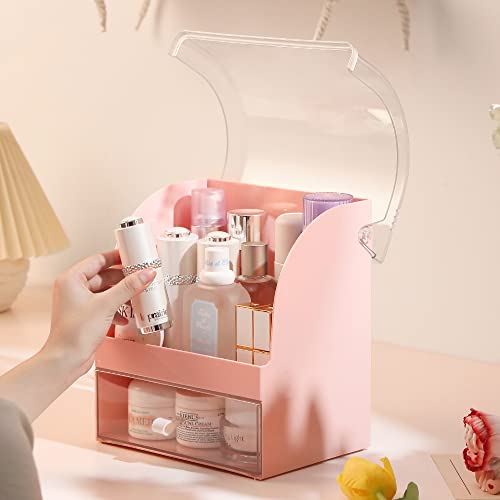 Acrylic Makeup Organizer With Lid Cosmetic Storage Drawers Portable Makeup Organizers Dustproof And Waterproof Box Earring Holder Organizer Jewelry Display Stand For Women