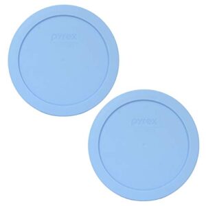 pyrex 7201-pc blue cornflower round plastic food storage replacement lid, made in usa - 2 pack