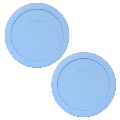 Pyrex 7201-PC Blue Cornflower Round Plastic Food Storage Replacement Lid, Made in USA - 2 Pack