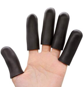povihome black finger protectors, finger cots, moisturizing thumb and finger covers - new thick version - elastic cracked finger sleeves to protect cracked, peel finger and other finger pain