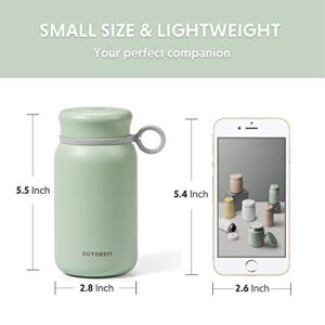 BUYDEEM Born for Girls & Ladies, CD13 Thermos Water Bottle Tumbler Flask, Cute Unique Design, Wide Mouth with Screw-on Lid, Stainless Steel Coffee Tea Travel Mug, Cozy Greenish