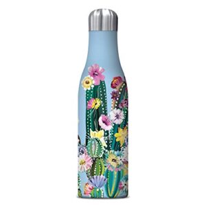 studio oh! wb100 insulated stainless steel water bottle, 17 oz, desert blossoms