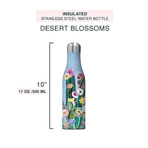 Studio Oh! WB100 Insulated Stainless Steel Water Bottle, 17 oz, Desert Blossoms