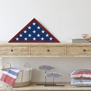 Americanflat Small Flag Case Frame - Mahogany Style Wrapped MDF Wood - Use as Small 3x5 Folded Flag Display Case - Memorial Flag Display Case for Table or Wall Display with Hanging Hardware Included