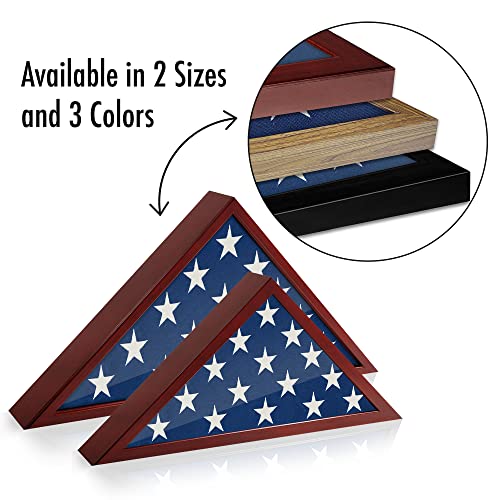 Americanflat Small Flag Case Frame - Mahogany Style Wrapped MDF Wood - Use as Small 3x5 Folded Flag Display Case - Memorial Flag Display Case for Table or Wall Display with Hanging Hardware Included