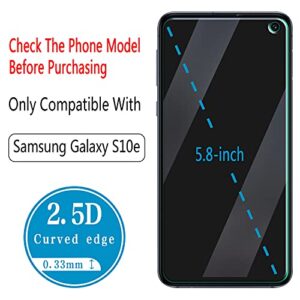 HPTech [2-Pack] Screen Protector For Samsung Galaxy S10e [with Camera hole] Tempered Glass, Anti Scratch, Bubble Free, Case Friendly