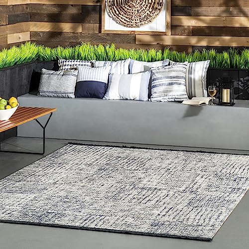 nuLOOM Vada Fringe Indoor/Outdoor Area Rug, 9' x 12', Grey