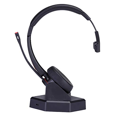 MKJ Headset with Microphone for PC Wireless for Work, Bluetooth Noise Canceling Headphones for Computers Call Center Office Truck Drivers Conference Skype Microsoft Teams Zoom