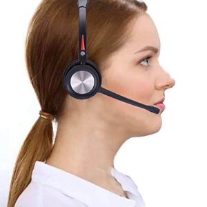 MKJ Headset with Microphone for PC Wireless for Work, Bluetooth Noise Canceling Headphones for Computers Call Center Office Truck Drivers Conference Skype Microsoft Teams Zoom