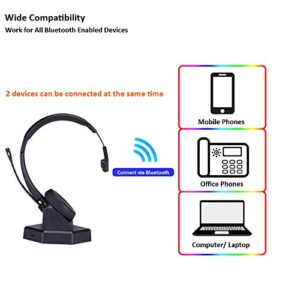 MKJ Headset with Microphone for PC Wireless for Work, Bluetooth Noise Canceling Headphones for Computers Call Center Office Truck Drivers Conference Skype Microsoft Teams Zoom