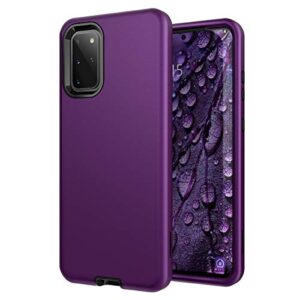 welovecase galaxy s20 plus case, s20+ plus 5g cover 3 in 1 full body heavy duty protection hybrid shockproof tpu bumper protective case for samsung galaxy s20 plus 5g 6.7 inch dark purple