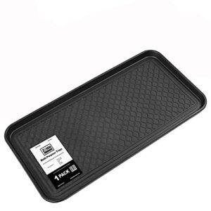zenn (1 pack) multi-purpose durable black tray 30" x 15" x 1.2", indoor & outdoor shoe & boot tray, drying tray, dog water mat, litter box mat