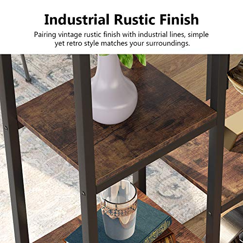 Tribesigns Bookshelf, Industrial 12-Open Shelf Etagere Bookcase, Rustic Vintage Book Shelves Display Shelf Storage Organizer for Home Office (Rustic Brown)