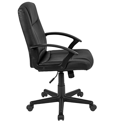 Flash Furniture Coffman Flash Fundamentals Mid-Back Black LeatherSoft-Padded Task Office Chair with Arms