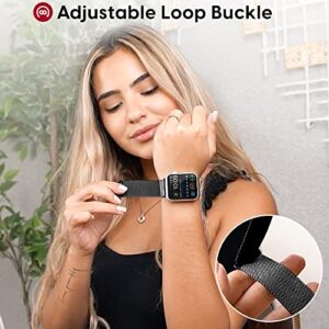 TALK WORKS Expandable Watch Band Compatible with Apple Watch Series - 42mm / 44mm / 45mm - Magnetic Closure - Stainless Steel Mesh Loop Comfort Fit Strap for Women and Men - Black